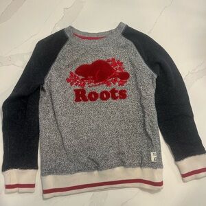 Roots Cabin Gray Sweatshirt with Red Accents